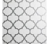 Beaded Trellis Wallpaper Arthouse Grey Silver Glitter Vinyl Textured