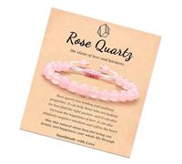 Beaded with Card Natural Gemstones Beads Bangle for Happiness and Strength Adjustable Wristchain Jewelry Stretch