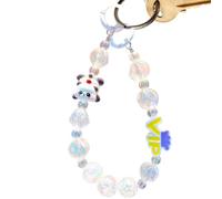 Beaded Wrist Strap, Pearl Phone Charm Cartoon Keychain | Panda for Phone Keys, Keychains, Purses, Bags, Backpacks, Handmade Colorful P