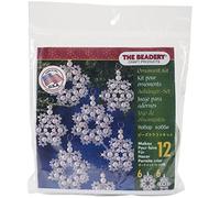 Beadery BOK-7335 Holiday Beaded Ornament Kit Crystal and Pearl Snowflakes 2.5-inch Makes 12