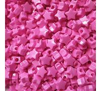 BeadExplosion Star Beads Hot Pink Opaque 13mm Pony Beads Large Hole Made in USA(B07873)