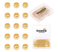BEADIA 14K Gold Plated Crimp Beads Non Tarnish 2.5mm 600pcs for Jewelry Making Findings