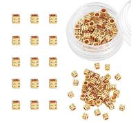 BEADIA 14K Gold Plated Cube Spacer Beads Draw Line 3x3mm 50pcs for Jewelry Making Findings Non Tarnish