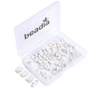 Beadia Natural White Howlite Stone Tila Beads 5x2mm Rectangle 2-Hole Spacer Beads for DIY Bracelet Earring Making 15"/Strand