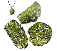 Beading|3Pcs Moldavite Crystal 1-3g Green Czech Meteorite Artificial Irregular Moldavite Stone Pendant for Jewelry Making Supplies, Stone Style Random