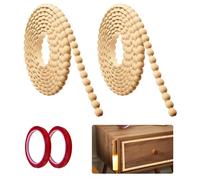 Beading for Wall Panelling,2 Rolls Bobbin Trim Moulding,15mmx2M Wood Beading Trim,Flexible Pearl Bobbin Moulding,Wood Grain Bead Trim for Wall Panelling Cabinet Furniture DIY,Adhesive Tape Included