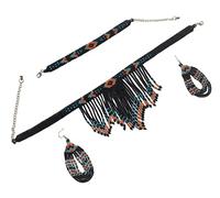 Beading Jewelry Set with Necklace, Earrings and Bracelet, native American styles, Glass, beada