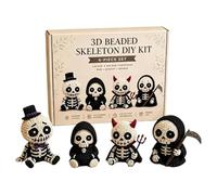 Beading Kits | Skull Making Craft Supplies - 3D Skeleton Collection Bead Set | for Halloween Art Projects Mini Figurines Party Favors Teens Kids Girls Women Beginners