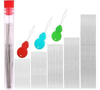 Beading Needles Set 100 Pcs Long Straight Beading Needles 5 Size Seed Beads Needles Stainless Bead Needle with Threader and Storage Tube for Bracelets and Jewelry Making