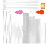 Beading Needles Sewing Needles Set, 18 Pcs Collapsible Eye Bead Weaving Needles, 24 Pcs Large Eye Stitching Needles Hand Sewing Needles with Thimble, Needle Threader, and Needle Bottles for Threading