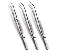 Beaditive 6-inch Sewing Machine Tweezers Set (3-PC) Serrated Bent Tips | Professional Grade, High Precision | Stainless Steel