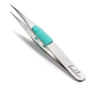 Beaditive High Precision Heavy-Duty Tweezers with Cushion - 4.7" Craft Tweezers for Sewing, Beading & DIY Crafts - Non-Serrated, Fine Point Tips - Stainless Steel Needle Nose Hobby Tweezers (Teal)