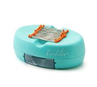 Beaditive Magnetic Pin Cushion with Drawer - Strong Magnet Pin Holder Cushions for Sewing - 50 Glass Head Quilting Pins Included - Chic Pincushion Caddy for Sewing Pins, Paper Clips (Turquoise)