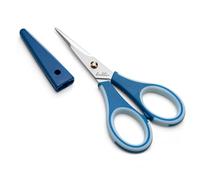 Beaditive Precision Craft Scissors - Ultra Sharp Stainless Steel Blades & Non-Slip TPR Handles - Adult & Kid Scrapbooking Scissors with Safety Cap for Home, Office, School (1, Blue)