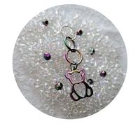 Beaditwearitloveit Rainbow Hematite Loc Sprinkles, 8/0 Dread Sprinkle Beads, Loc Jewelry (Silver Bear Mix)