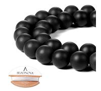 Beadnova AAA Black Color Matt Finish Onyx Gemstone Round Loose Beads for Jewelry Making (10mm x 1 Strand)