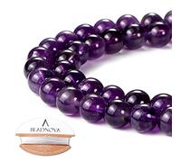 Beadnova AAA Natural Violet Purple Quartz Amethyst Semi Precious Stone Round Beads February Birthstone (8mm x 1 Strand)
