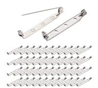 BEADNOVA Brooch Pin Back 60pcs Bar Pin Back 1.5 Inch Clasp Pin Back Brooch Pin Backs for Crafts Badge Name Tag DIY Jewelry Making & Craft (60 Pcs, Silver Color), Silver