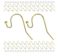 BEADNOVA Earring Hooks 150pcs Gold Ball Dot Ear Wire with Rubber Earring Backs Earwire for Jewelry Making Earring Supplies (150pcs Ear Wire and 150pcs Earring Backs, Total 300pcs)