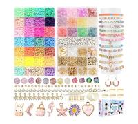 Beads & Bead Assortments 6075-Piece Jewelry Making Kit: 4800 Clay Beads, 200 Gold Letter, 100 Pearl, 80 Glass Crackle for DIY