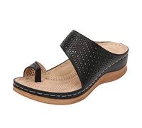 Beads Flop Casual Foot Slippers Beach Women Open Bohemian Shoes Roman Women's Slip, black, 9 UK