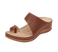 Beads Flop Casual Foot Slippers Beach Women Open Bohemian Shoes Roman Women's Slip, brown, 8 UK