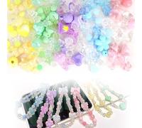 Beads for Bracelet Making Kit About 160 Pcs Colourful Craft Acrylic Beads, Cute Resin Jewellery Pendant Set with Flowers, Butterflies, Hearts, Star, Aesthetic DIY Crafting Phone Charm and Necklaces