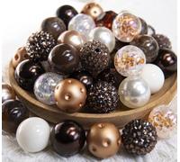 Beads for pens, 20mm Beads for Beadable Pens Mix, Bubblegum Beads 20mm Bulk, 20 mm Beads for Bead Pens, Large Chunky Beads Bubble Gum Beads for Pen Making, 50 pcs (Coffe)