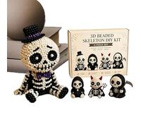 Beads Kit - Skull Making Craft Supplies | 3D Skeleton Collection Bead Set - for Halloween Party Favors Desk Decor Art Projects Kids Adults Teens Girls Women Beginners