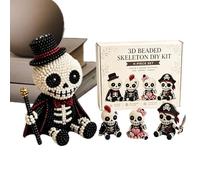 Beads Kit - with Instructions Funny Craft Supplies - 3D Skeleton Collection Bead Set | for Desk Decor Mini Figurine Halloween Crafts Kids Adults Teens Girls Beginners Enthusiasts