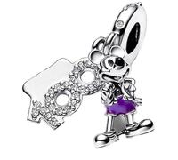 Beads R Us ® - 100th anniversary Mickey Mouse with 100th plaque Charm in Sterling Silver Hallmarked S925, Compatible with all European style Charm Bracelets and Necklaces.