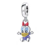 Beads R Us ® - Baby Donald Duck Dangle Charm Bead in Solid Sterling Silver Hallmarked S925 with Wonderful coloured Enamel, Compatible with all European style Charm Bracelets and Necklaces.