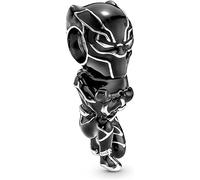 Beads R Us ® - Black Panther Charm Bead in Sterling Silver 925 and Enamel, Compatible with all types of European style Charm Bracelets, Anklets and Necklaces.