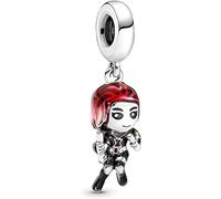 Beads R Us ® - Black Widow Dangle Charm in Solid Sterling Silver S925 and Enamel, Compatible with all European style Charm Bracelets, Anklets and Necklaces.