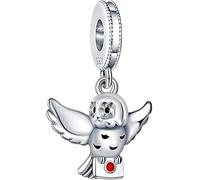 Beads R Us ® Boy Wizard Harrys Owl Hedwig charm/pendant in Sterling Silver S925 and Enamel - Compatible with all European style Charm Bracelets, Necklaces and Anklets.