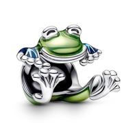 Beads R Us ® Climbing Frog Charm in Sterling Silver S925 with with a metallic effect shaded green and blue enamel, Compatible with all European style Charm Bracelets, Necklaces & Anklets.