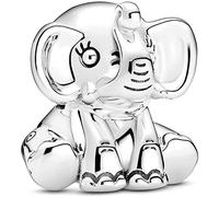 Beads R Us ® - Ellie the Elephant Charm with pretty eyelash detailing in Sterling Silver S925, Compatible with all European style Charm Bracelets and Necklaces.