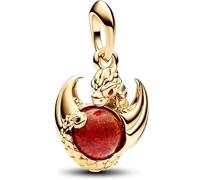 Beads R Us ® Game of Thrones Dragon Fire Dangle Charm in Sterling Silver S 925 with red man made crystal dragon eyes, Compatible with all European style Charm Bracelets, Necklaces & Anklets.
