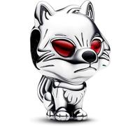 Beads R Us ® Game of Thrones Ghost Direwolf Charm in Sterling Silver S925 with wonderful red crystal eyes, Compatible with all European style Charm Bracelets, Necklaces & Anklets.