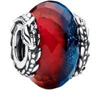 Beads R Us ® Game of Thrones Ice & Fire Dragons Dual Murano Glass Charm in Sterling Silver S925, Compatible with all European style Charm Bracelets, Necklaces & Anklets.