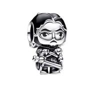 Beads R Us ® Game of Thrones Jon Snow Charm/Bead in Sterling Silver S925 and Enamel, Compatible with all European style Charm Bracelets, Anklets and Necklaces.