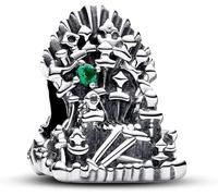 Beads R Us ® Game of Thrones The Iron Throne Charm in Sterling Silver S925 with green crystal, Compatible with all European style Charm Bracelets, Necklaces & Anklets.