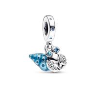Beads R Us ® - Hermit Crab Dangle Charm in Sterling Silver and Resin Hallmarked S925, Compatible with all European style Charm Bracelets and Necklaces.
