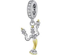 Beads R Us ® - Jewelled Beauty and the Beast Lumiere - Candlestick Solid Sterling Silver Bead, Charm or Pendant - Compatible with all European style Charm Bracelets