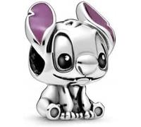 Beads R Us ® - Lilo and Stitch Charm Bead in Solid Sterling Silver Hallmarked S925 with coloured Pink Enamel, Compatible with all European style Charm Bracelets and Necklaces.