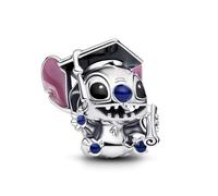 Beads R Us ® - Lilo and Stitch Graduation Charm Bead in Solid Sterling Silver Hallmarked S925 with coloured Pink & Blue Enamel, Compatible with all European style Charm Bracelets and Necklaces.