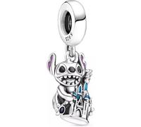 Beads R Us ® - Lilo & Stitch and Fantasyland Castle Dangle Charm in Sterling Silver S925 and Enamel, Compatible with all European style Charm Bracelets, Anklets and Necklaces.