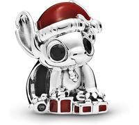 Beads R Us ® - Lilo & Stitch Christmas charm in sterling silver S925 and Enamel, Compatible with all European style Charm Bracelets, Anklets and Necklaces.