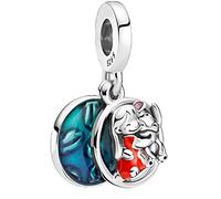 Beads R Us ® - Lilo & Stitch Family Dangle Charm/Bead in Solid Sterling Silver Hallmarked 925 and coloured Enamel, Compatible with all European style Charm Bracelets