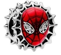 Beads R Us ® - Marvel at our Charm Beads Spider man face with crystal eyes and reverse Blue spider in Sterling Silver S925, Compatible with all European style Charm Bracelets